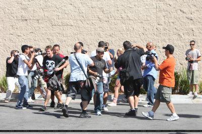 Britney in a scrum of paparazzi Oct 2009.  